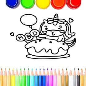Unicorn Birthday Cake Coloring Book